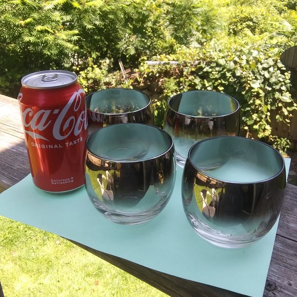Mid century modern silver fade rolly polly glasses Four glasses set A - Picture 8 of 16